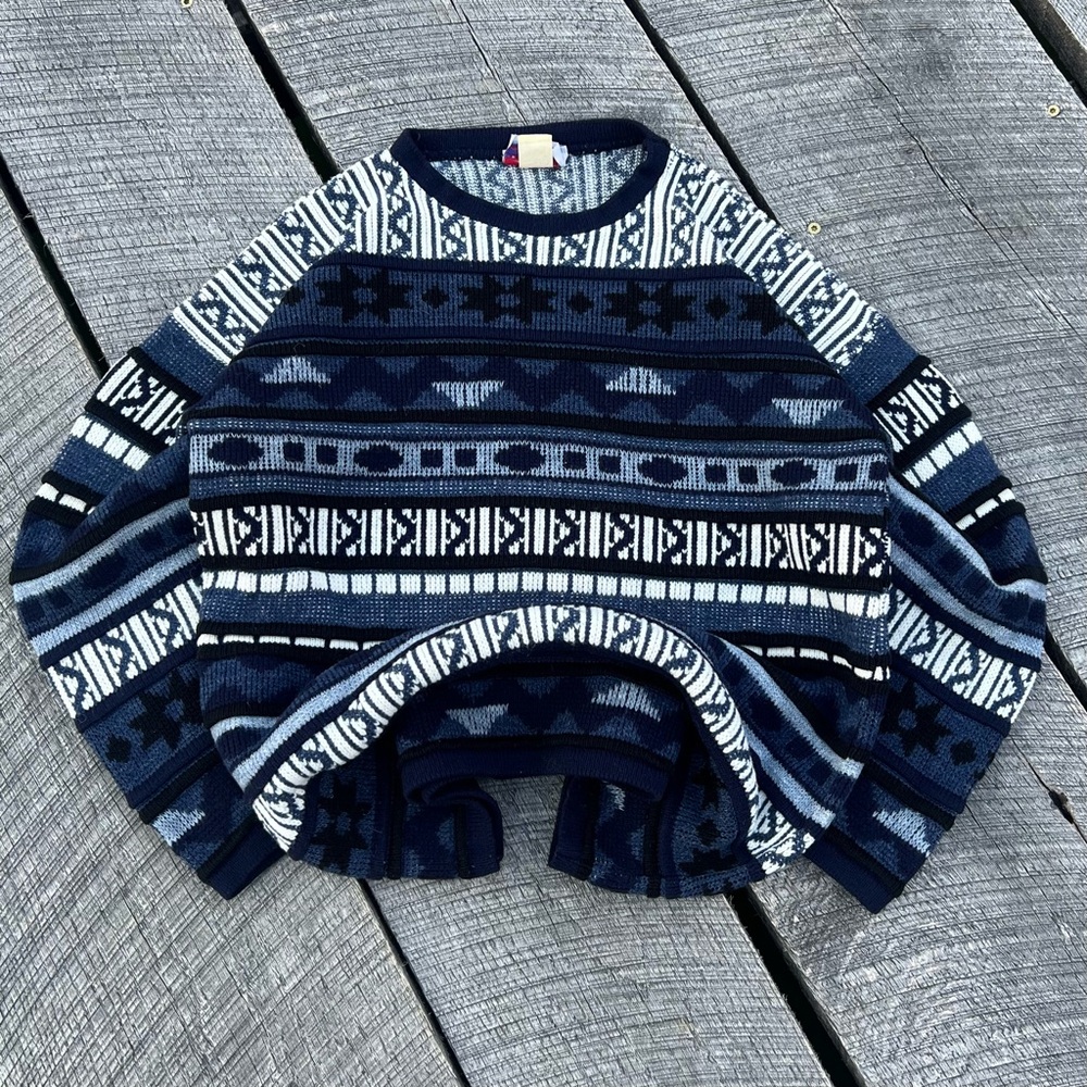 Vintage 80s Geometric 3D Knit Sweater